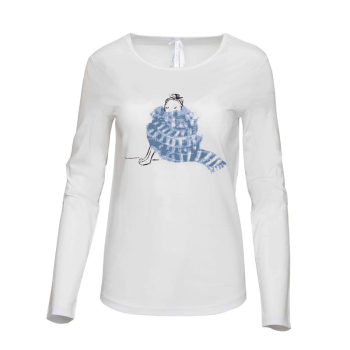 Louis & Louisa, T-Shirt, Mädchen mit Schal, print blau, Langarm